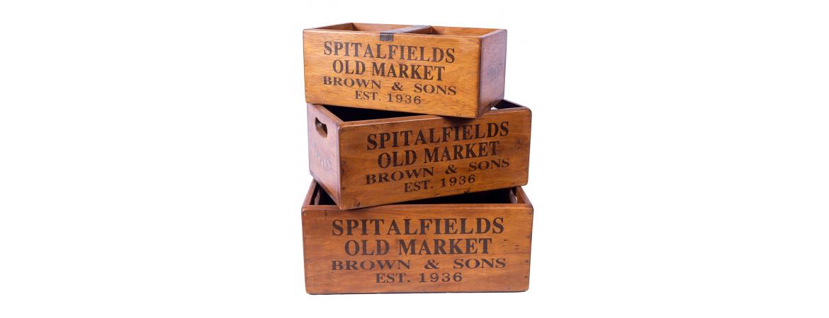 Set of 3 Large Vintage Boxes - Spitalfields